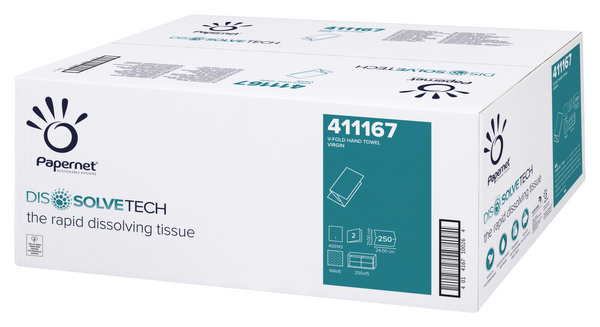 Faltpapier Papernet Dissolve Tech V-Falz 2-lagig 24x21cm Zellstoff