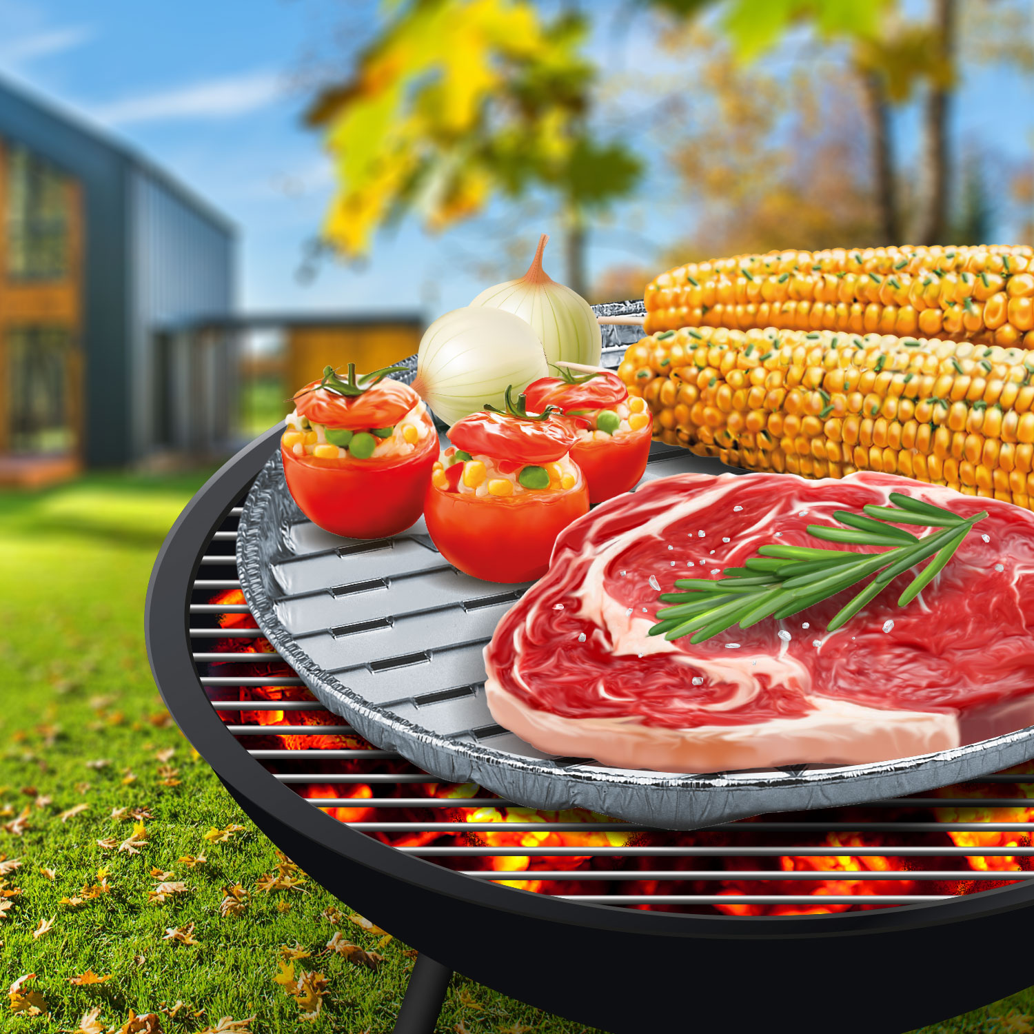 Grillpfanne (ALU) rund 34cm - 3 Stück