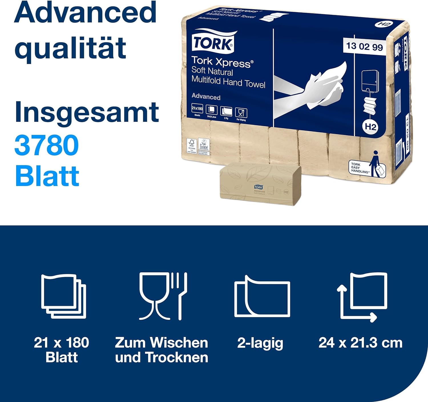 TORK-130299 Xpress weiches Multifold Handtuch NATUR - H2