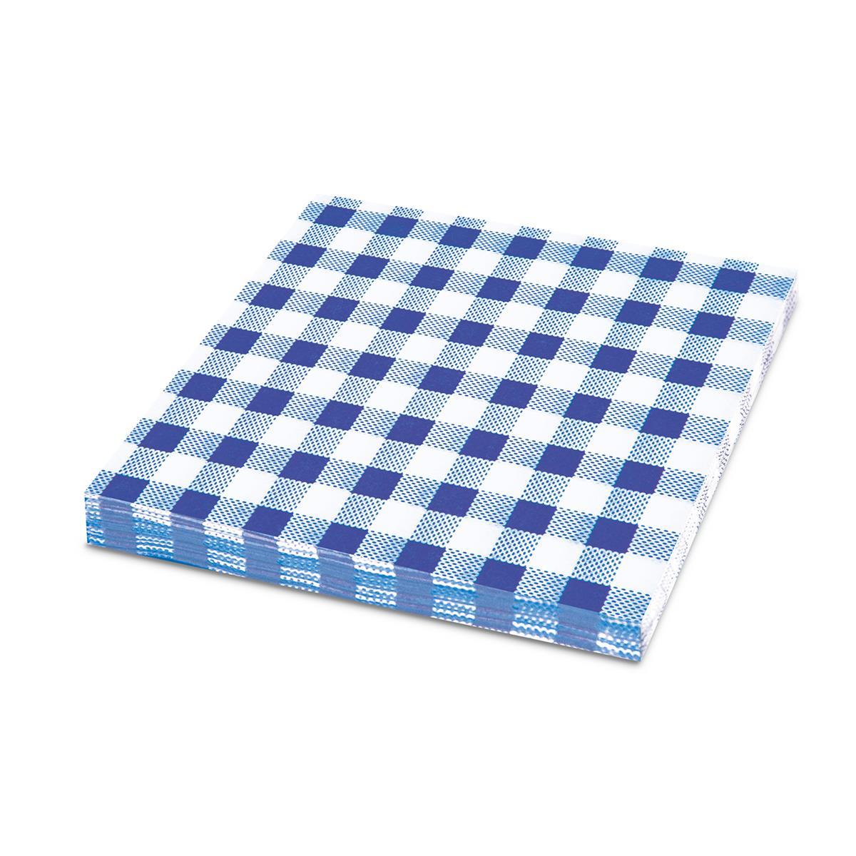 Serviette 1-lagig Karo blau 33 x 33 cm - 100 Stück