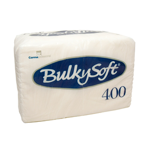 Disposerviette Bulkysoft, 1-lagig, weiss,  27x30cm, 1/4 Falz - Karton à 10 Pack / Pack à 400 Servietten