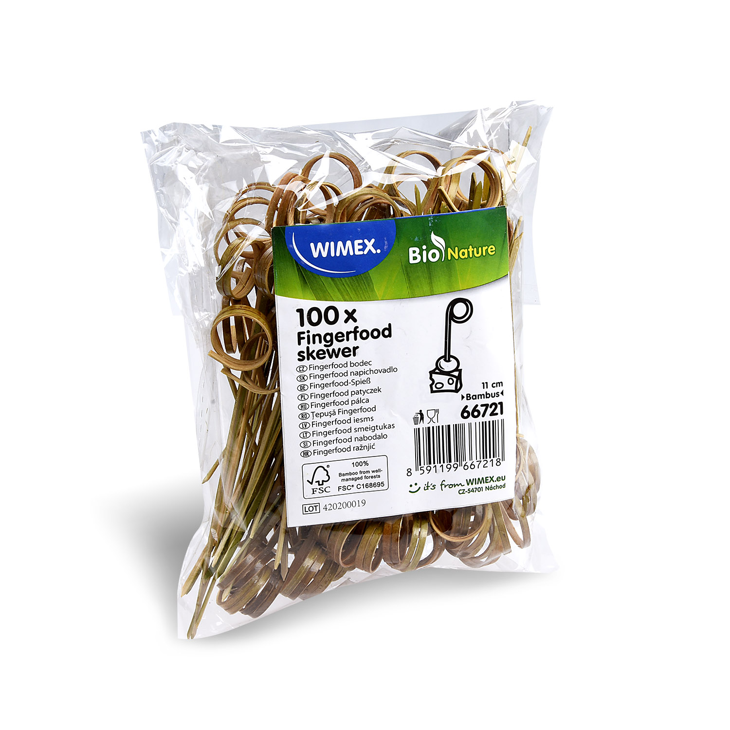 Fingerfood-Spieß Bambus FSC 100% Loop 11 cm für Apéro, Buffet und Catering, Packung mit 100 Stück