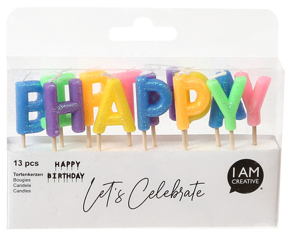 AM CREA Kerzen,Happy Birthday bunt, glitt. I 6010.909