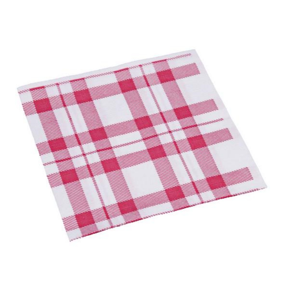 Servietten Karo 33 × 33 cm, 1-lagig, 1/4-Falzung, rot / weiss 6000 Stück