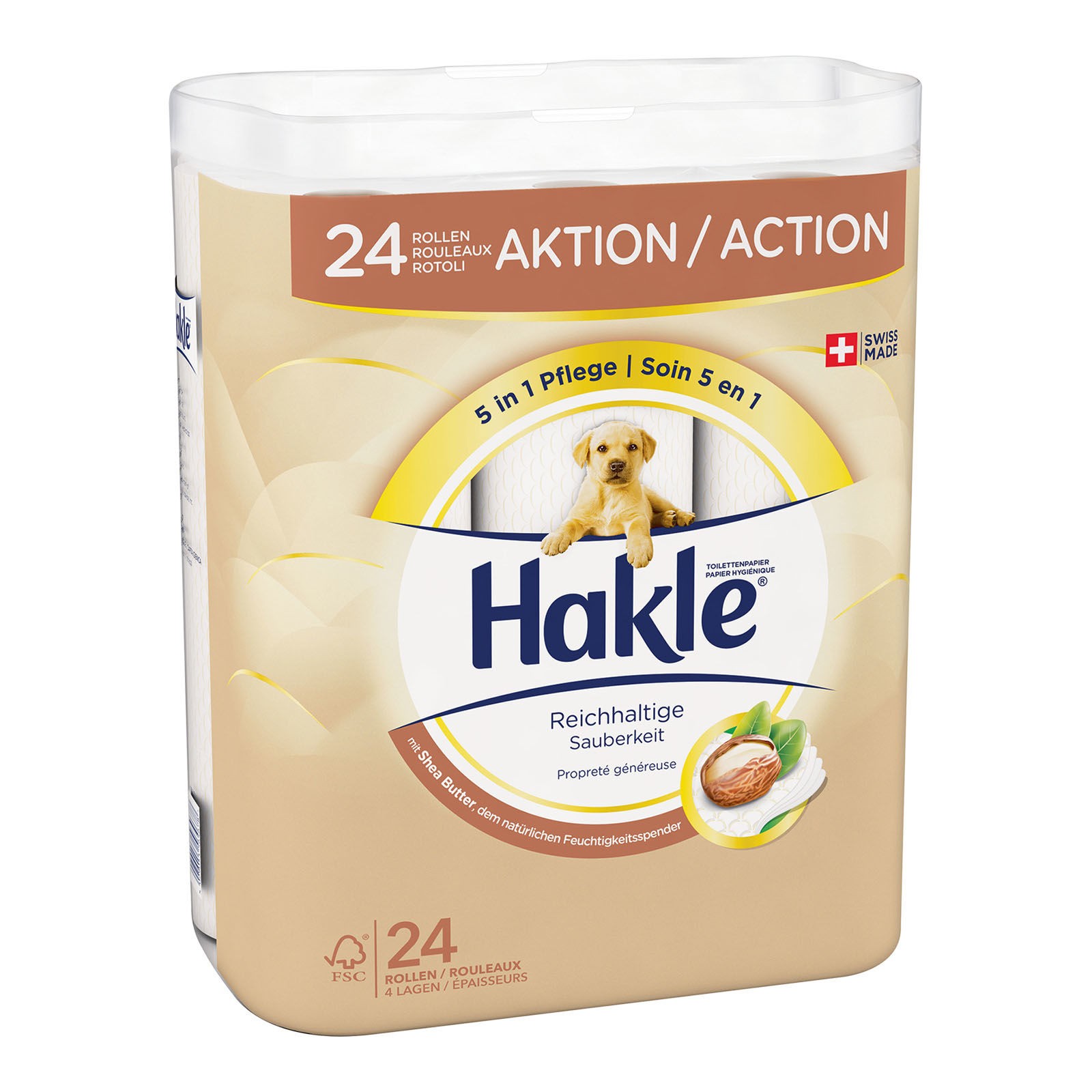 Hakle Toilettenpapier Reichhaltige Sauberkeit 4-lagig Sheabutter - 1 Sack à  24 Rollen
