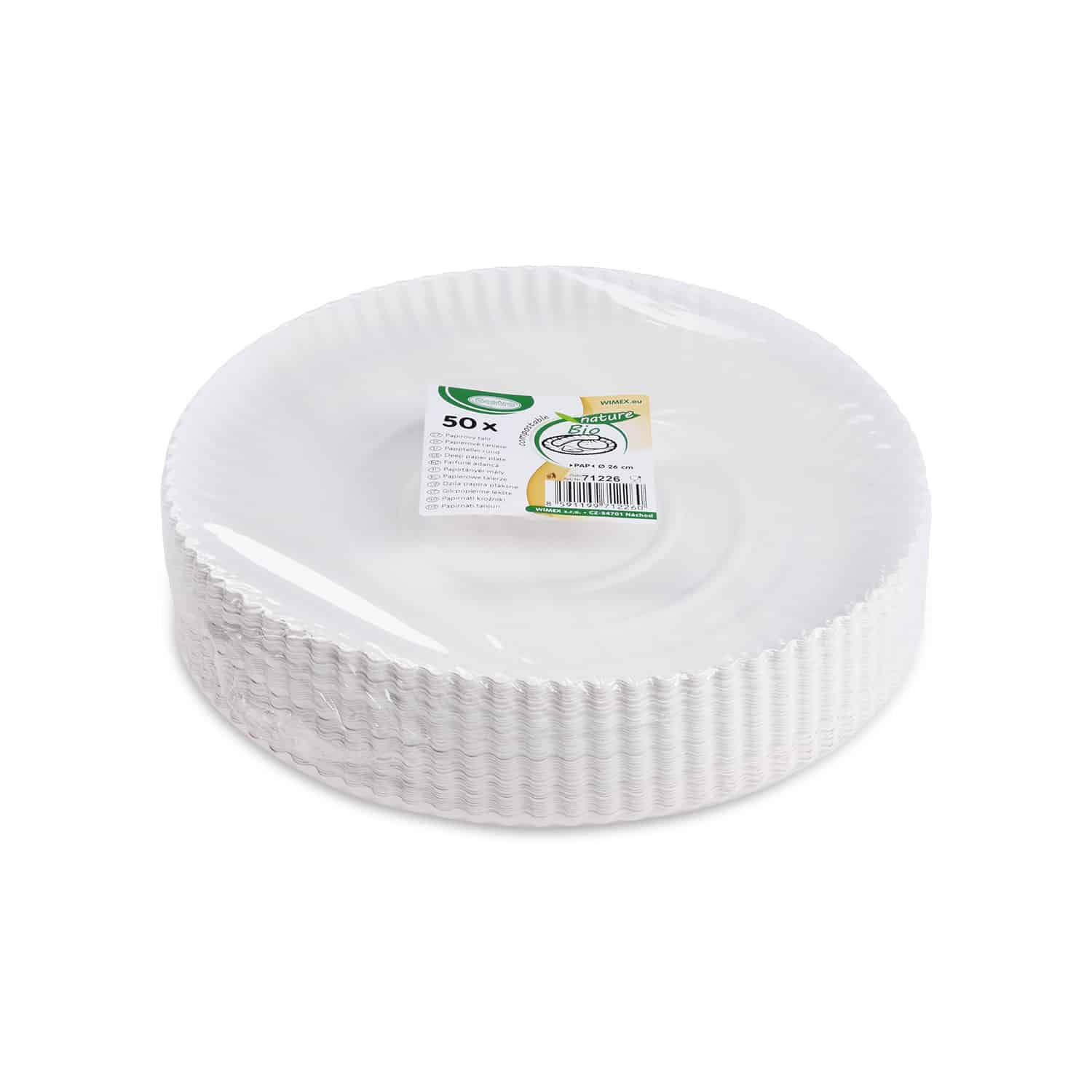 Pappteller tief weiß 26cm - 50 Stück