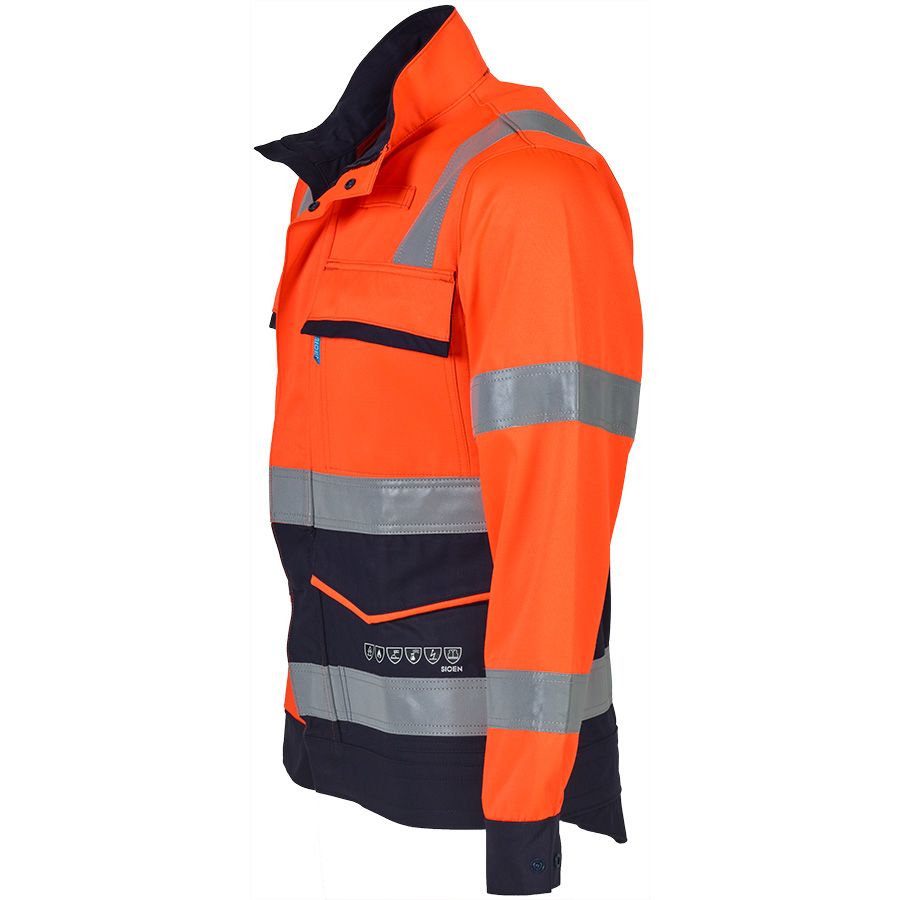 Multinorm-Warnschutzjacke SIO-SAFE EXTRA LARRAU, leuchtorange/dunkelblau - Grösse 42/44