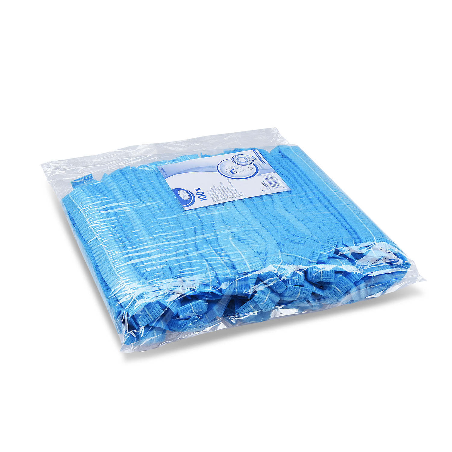 Vlieshaube aus PP blau für Betrieb, Gastronomie und Service, Packung mit 100 Stück
