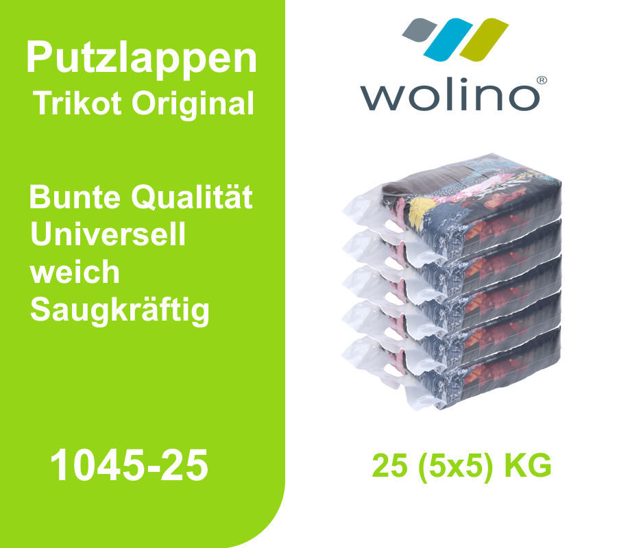 1 Karton à 25 KG Trikot Original Wolino Putzlappen - 5 x 5 KG