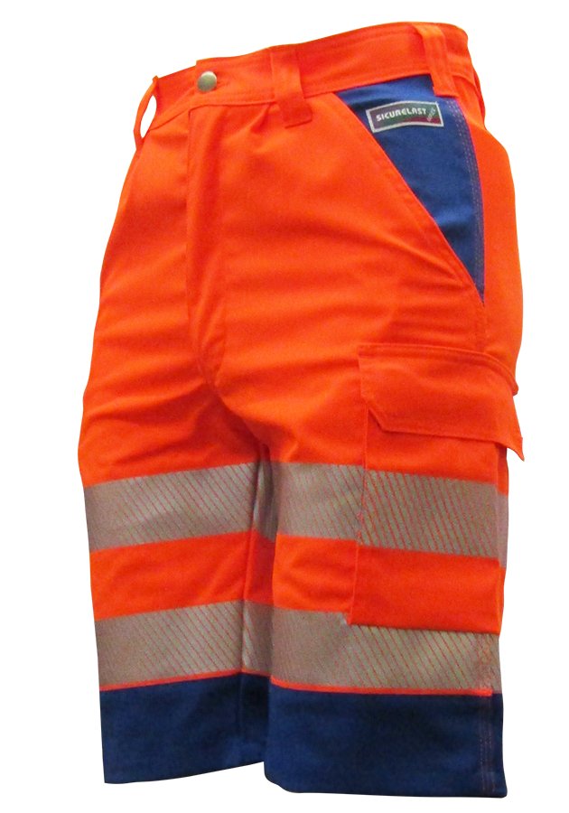 Warnschutz-Shorts SICURELAST REFLEX, leuchtorange/blau