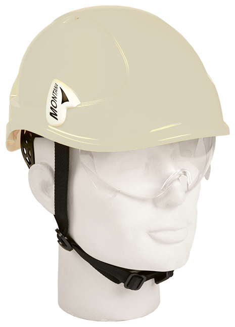 Artilux Montana II Roto KS Schutzhelm mit Drehverschluss, Schutzbrille und Kinnbänderung - weiss