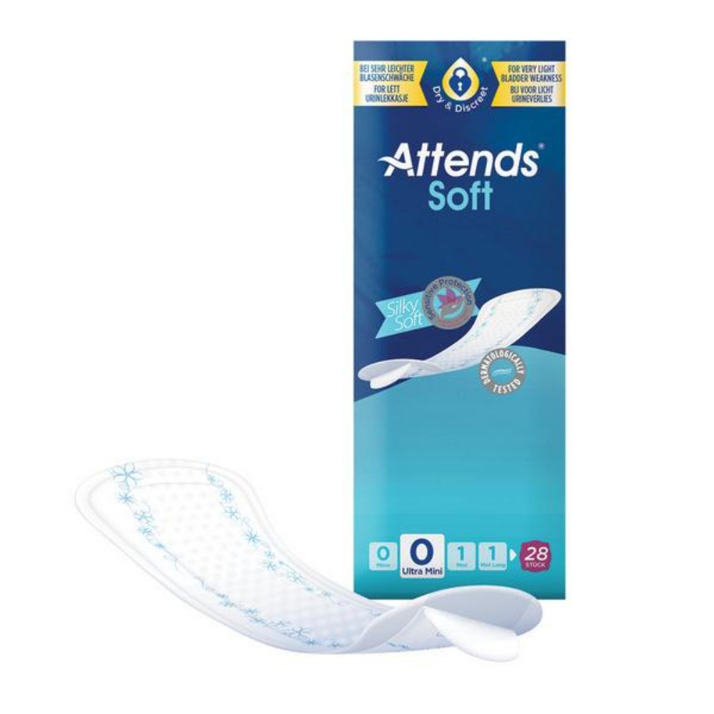 ATTENDS Soft Hygiene-Einlagen atmungsaktiv, mit Klebestreifen, 0 Ultra Mini, bei minimaler bis 28 Stück