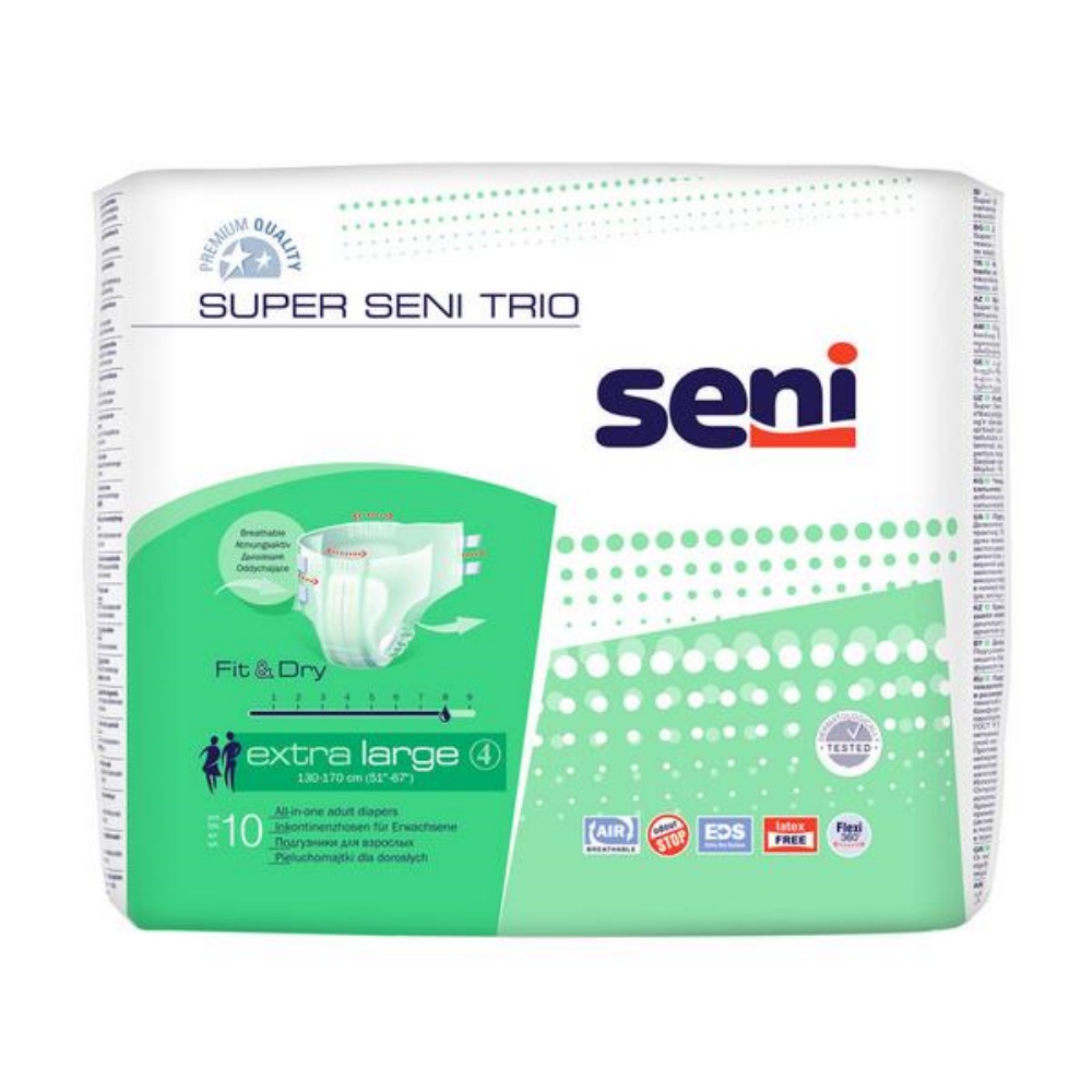Super Seni Trio X-Large atmungsaktive Inkontinezslips für mittlere bis totale Inkontinenz, 10 Stück