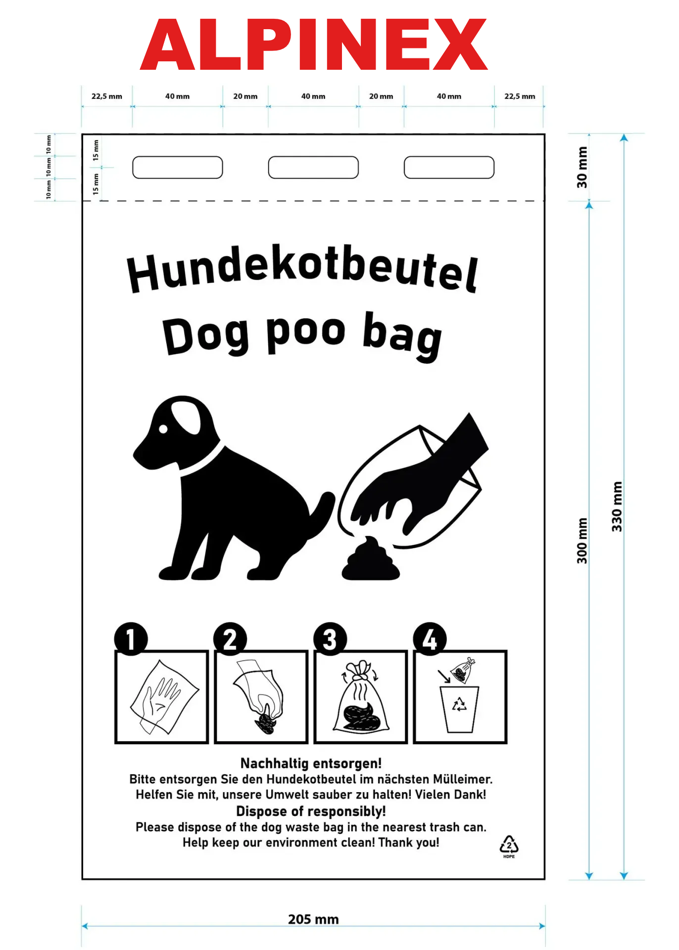 1 Palette Hundekotbeutel universal 20,5x30cm - 50 Beutel pro Block