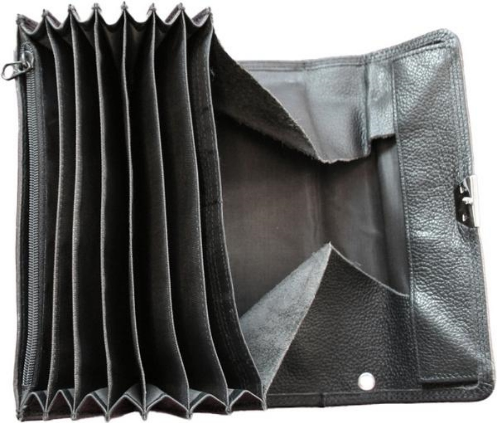 Serviceportemonnaie Leder, 10 × 18,5 cm, schwarz