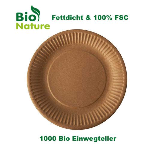 1000x Pappteller (FSC Mix) fettdicht kraft Ø18cm  - 10x100 Stück