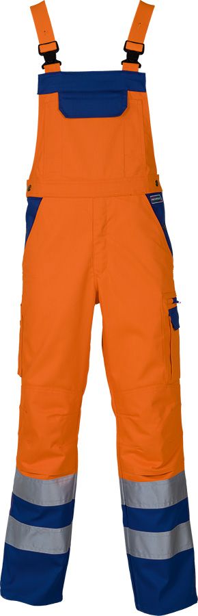 Warnschutz-Latzhose PROGRESSO REFLEX, leuchtorange/blau