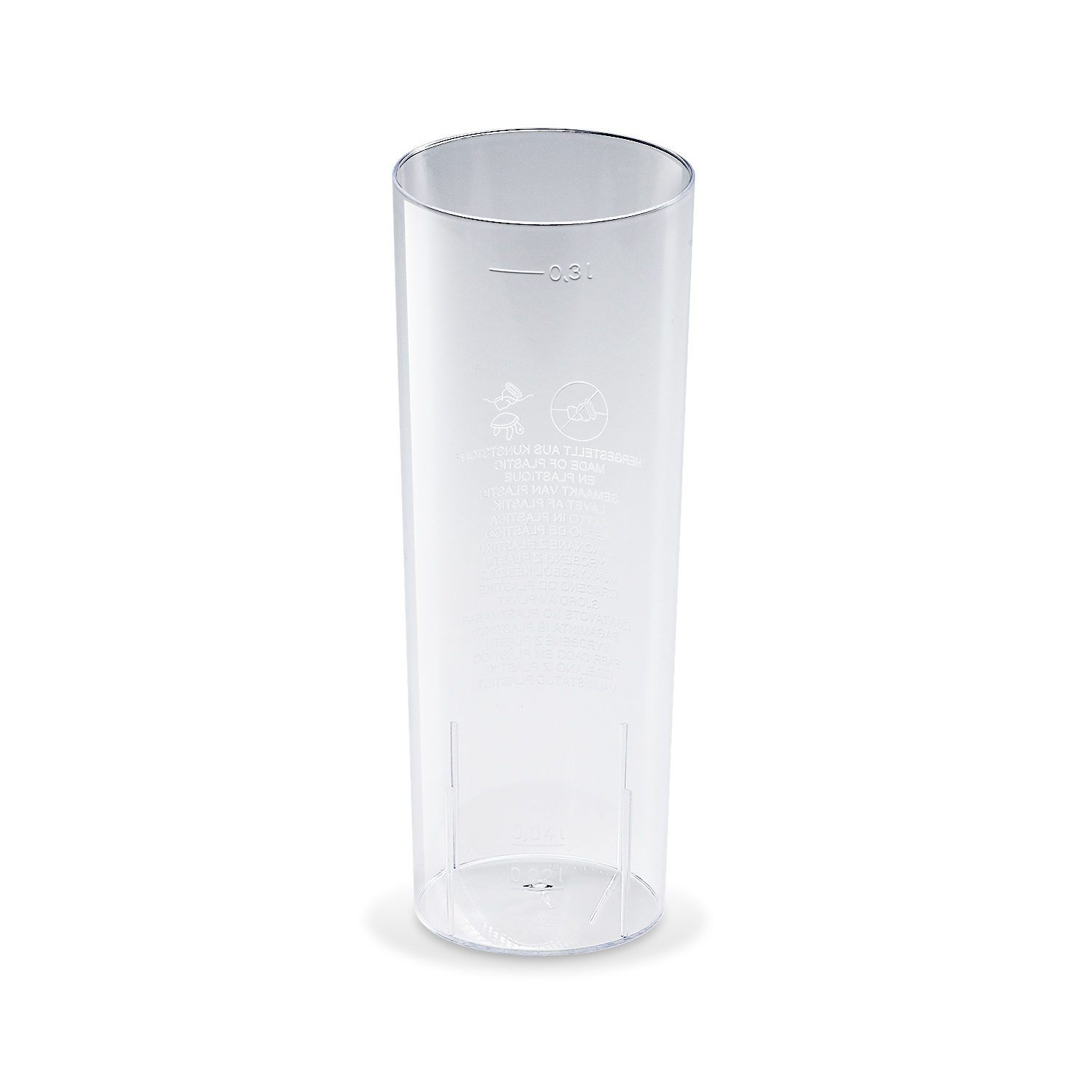 Trinkglas (PS) Longdrink 59mm 2cl,4cl,0,3L - 10 Stück