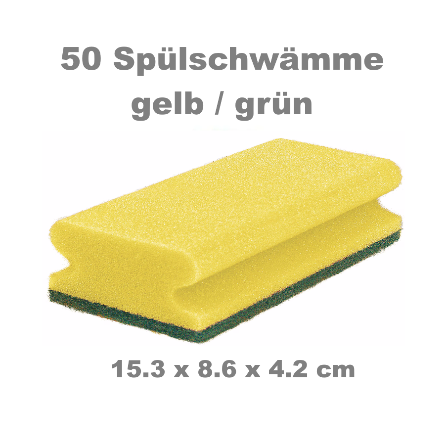 50 Stück Padschwamm breit Gelb/Grün (15.3 x 8.6 x 4.2cm)