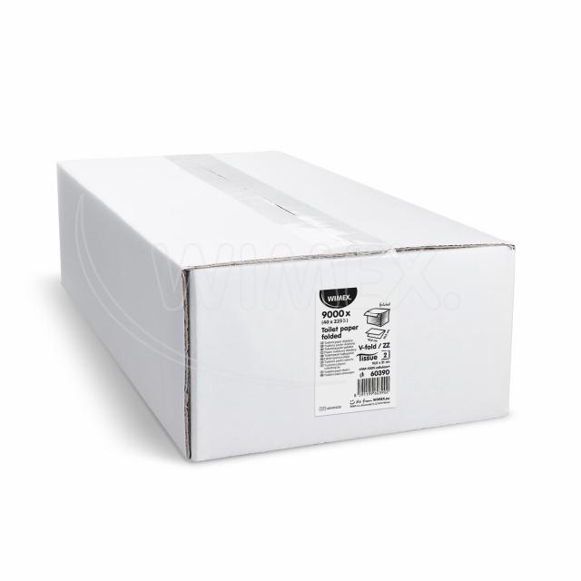 Toilettenpapier Zick-Zack, V-Falz 2-lagig geprägt weiß 10,5 x 21 cm - 9000 Stück