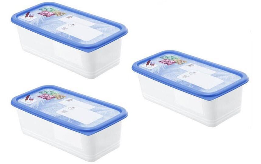 Rotho Vorratsbehälter Domino Dekor 3 Stück, 1.2 l, Transparent