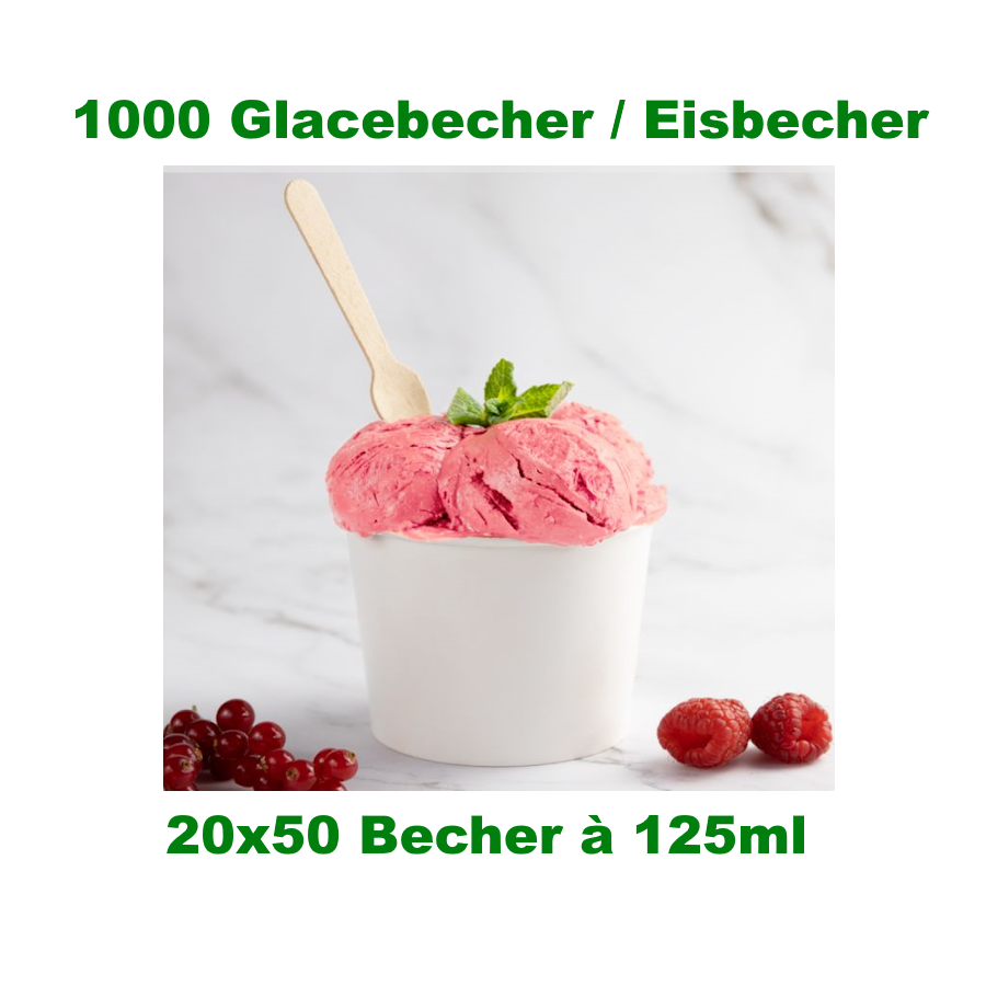 1000x Papierbecher / Eisbecher (PAP/PE) weiß Ø75mm 125ml  - 20x50 Stück