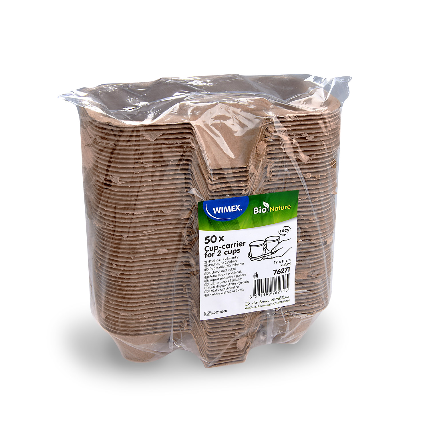 Tragetablett (PAP) für 2 Becher 19 x 11 cm - 50 Stück