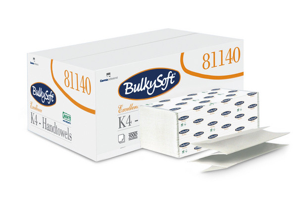 Handtücher Bulkysoft Excellence, K-Falz weiss, 2-lagig 20.6x42cm 100% Zellstoff-2400 Stück