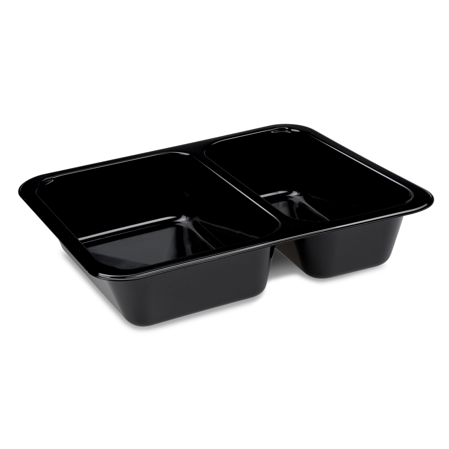 Menü-Schale (PP) extra-stabil 2-geteilt schwarz 227 x 178 x 49 mm - 50 Stück