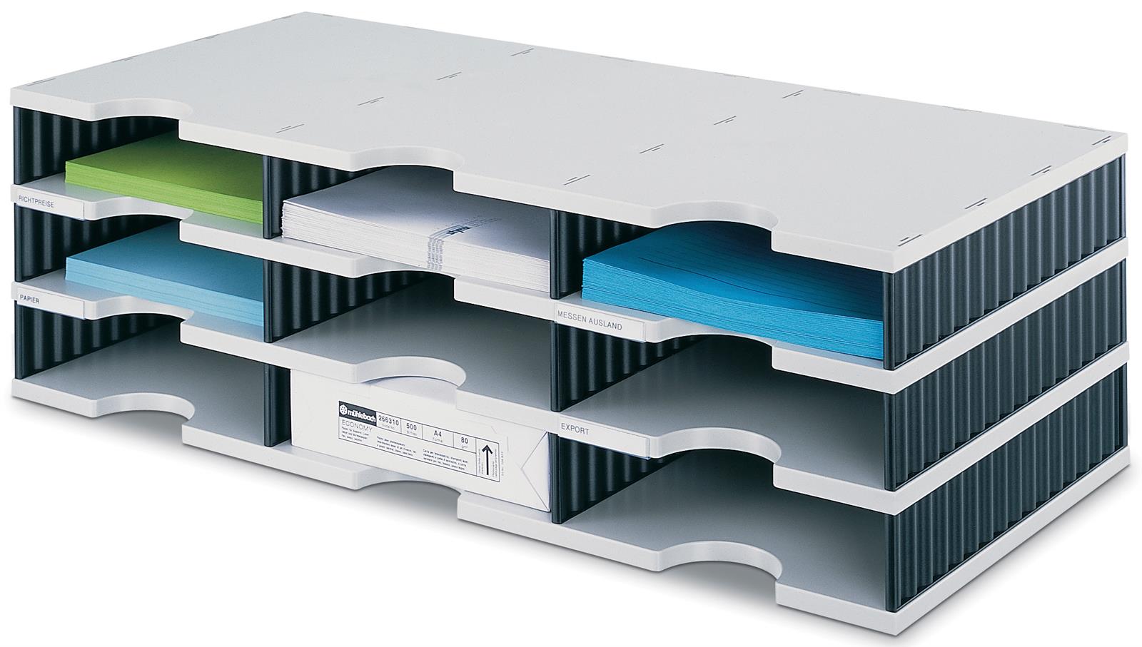 Styrodoc trio Grundeinheit schwarz/grau 9 Fächer STYRO 268-03031