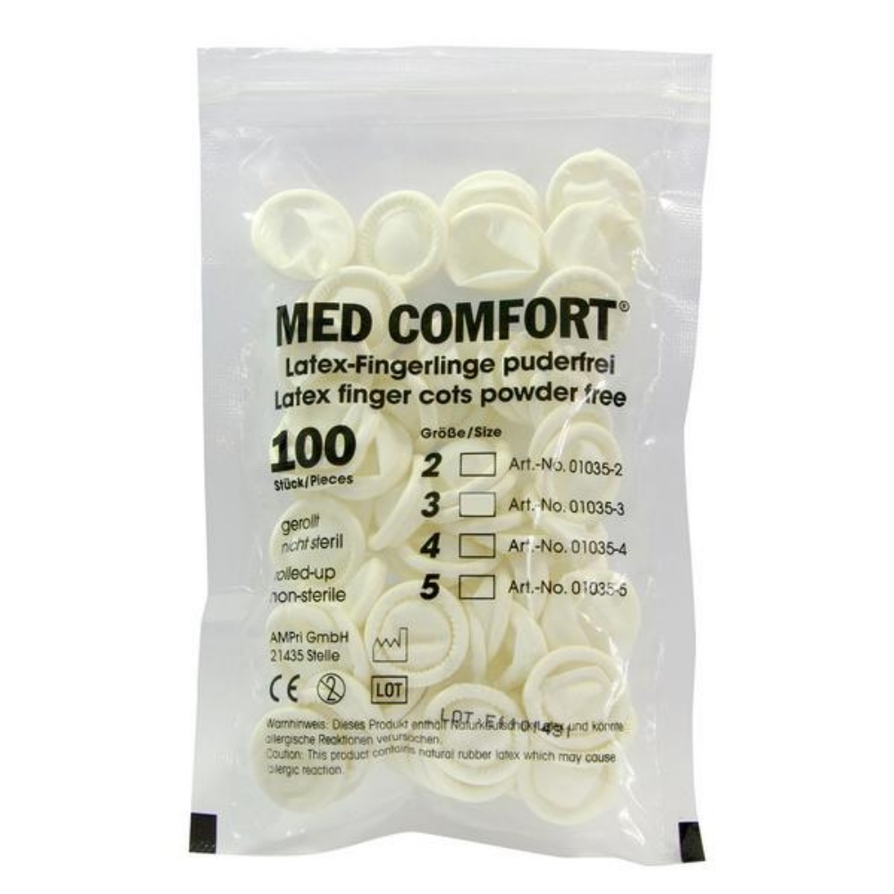 Med Comfort Fingerlinge Latex, weiss, puderfrei, unsteril, Gr. 5/XL 100 Stück
