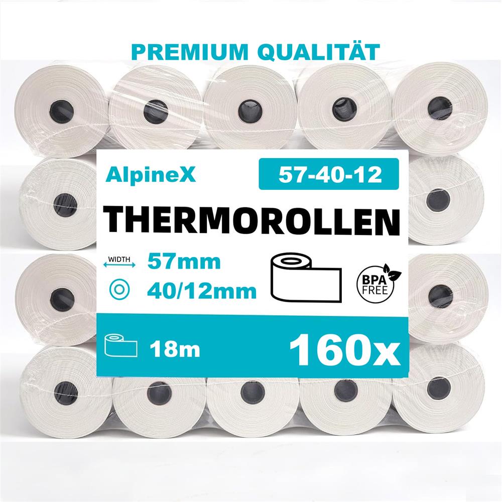 160x Thermo Bonrolle (PAP FSC Mix) 57/40/12 mm x 18m  - 16x10 Stück