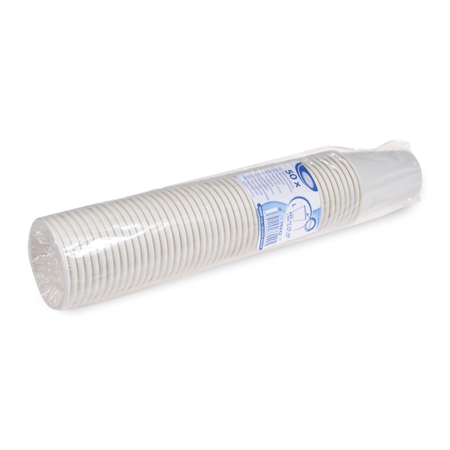 Pappbecher weiß 90mm 420ml L: 0,3L,12oz - 50 Stück