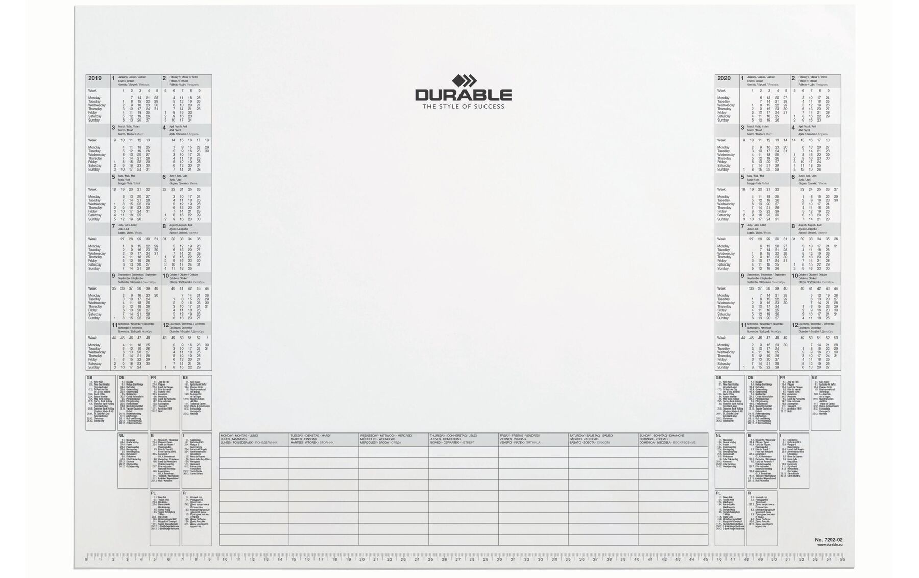 Schreibunterlage 57x41cm Kalenderblock, 2022-2024 DURABLE 7292-02