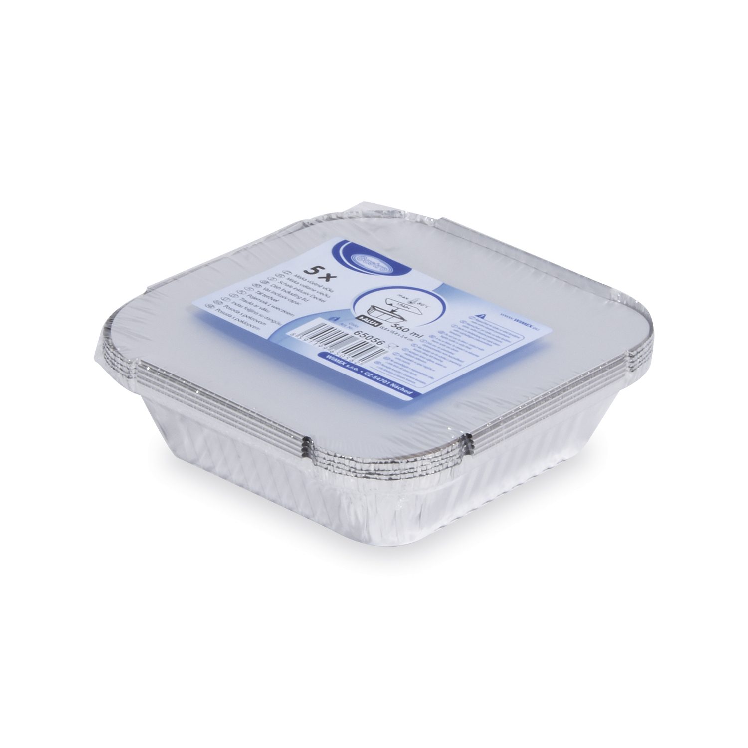 Schale (ALU) eckig 158 x 158 x 34 mm 560ml + Deckel - 5 Stück