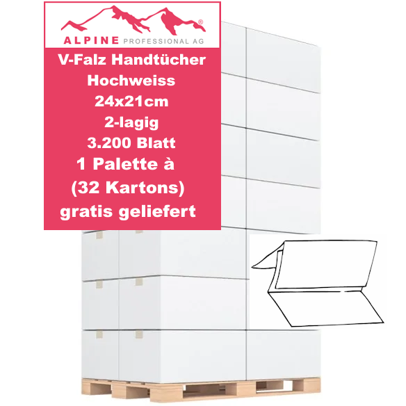 Palette V-Falz Papierhandtücher 2-lagig 3200 Blatt hochweiss