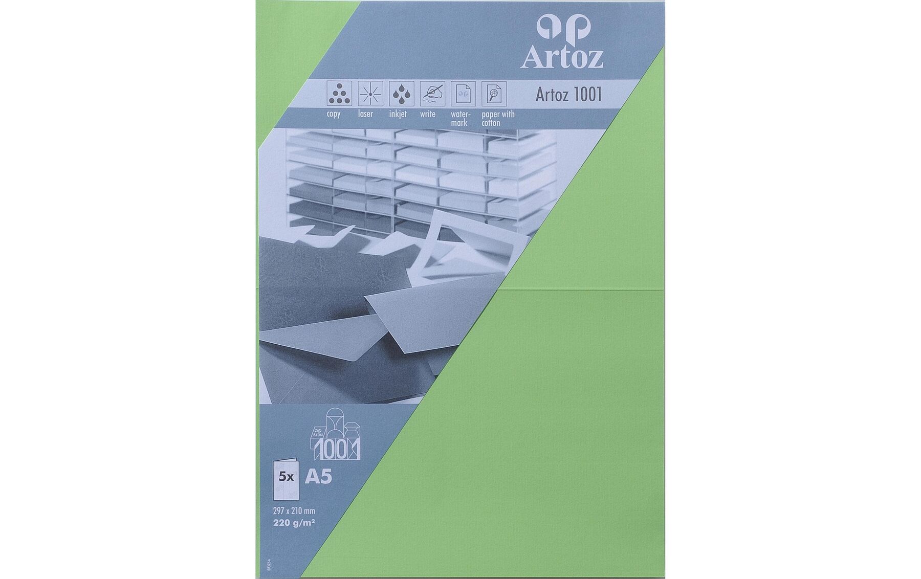 Karten 1001 A5 220g, birkengrün 5 Blatt ARTOZ 107392263