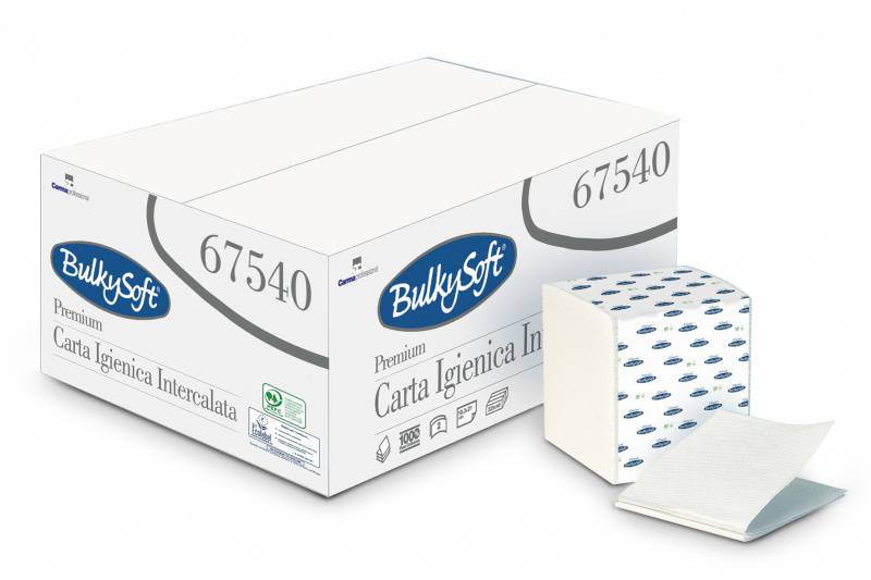WC Papier Bulkysoft Einzelblatt weiss, Zellstoff 250 Blatt, Zellstoff 250 Blatt, 2-lagig, 11x19cm, Karton à 36 Pack