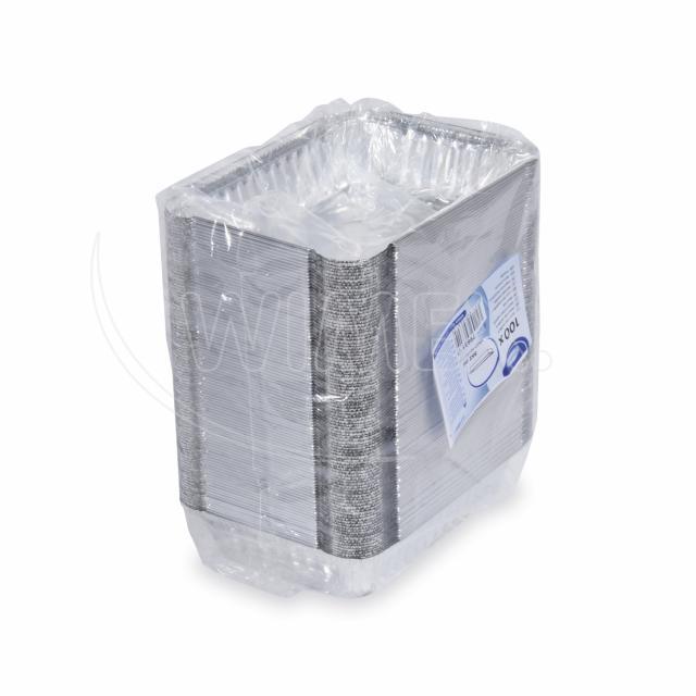 Alu-Schale eckig 220 x 155 x 40 mm, 820 ml, Packung mit 100 Stück für Take-away und Catering