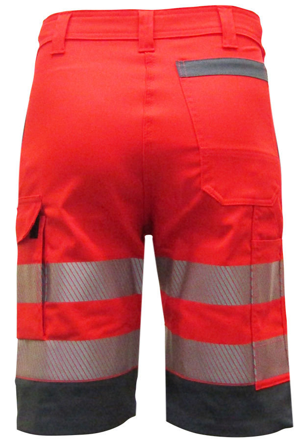 Warnschutz-Shorts SICURELAST REFLEX, leuchtrot/grau