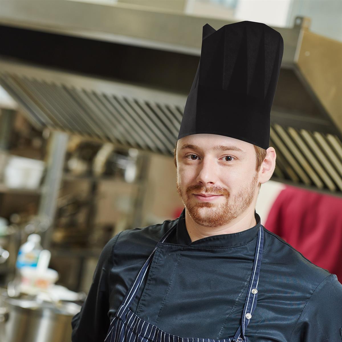 Kochmütze (PAP) schwarz 23cm - 10 Stück