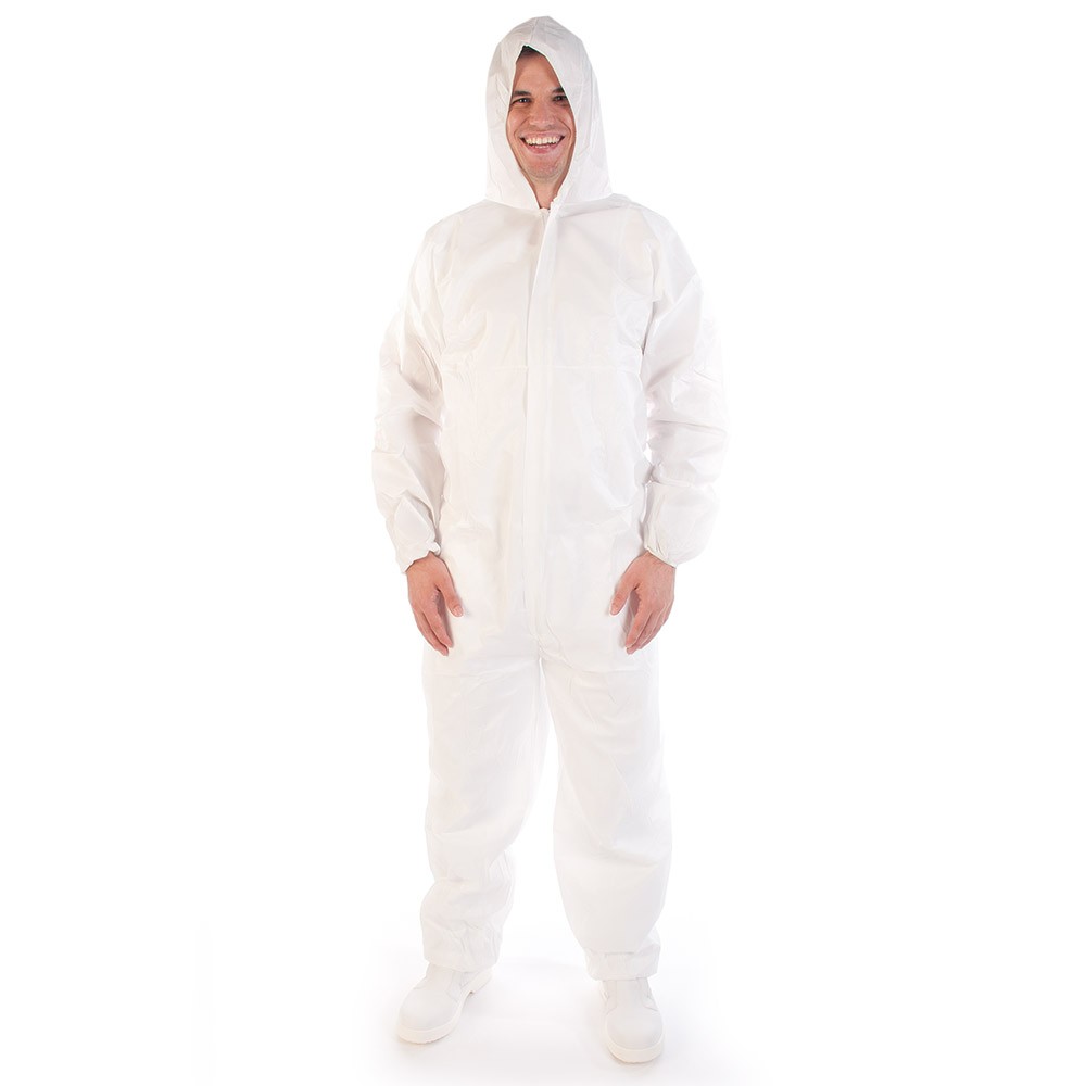 Einweg-Schutzanzug mit Kapuze CE Kat III Typ 5&6