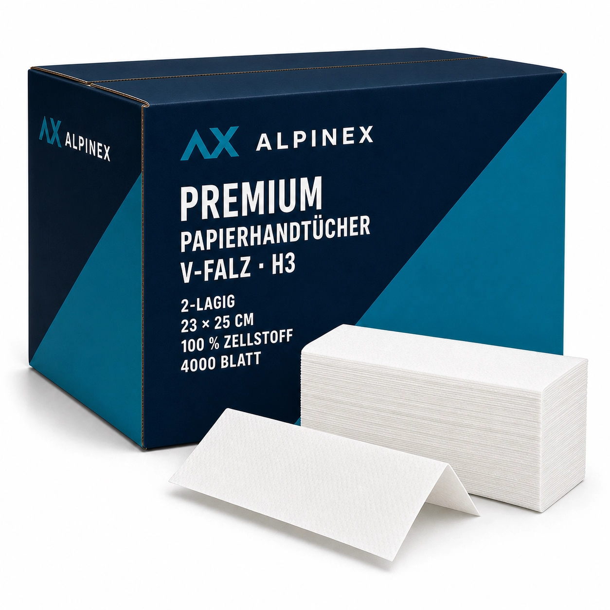 28x Premium Faltpapier AlpineX® V-Falz 2-lagig - 4000 Blatt H3