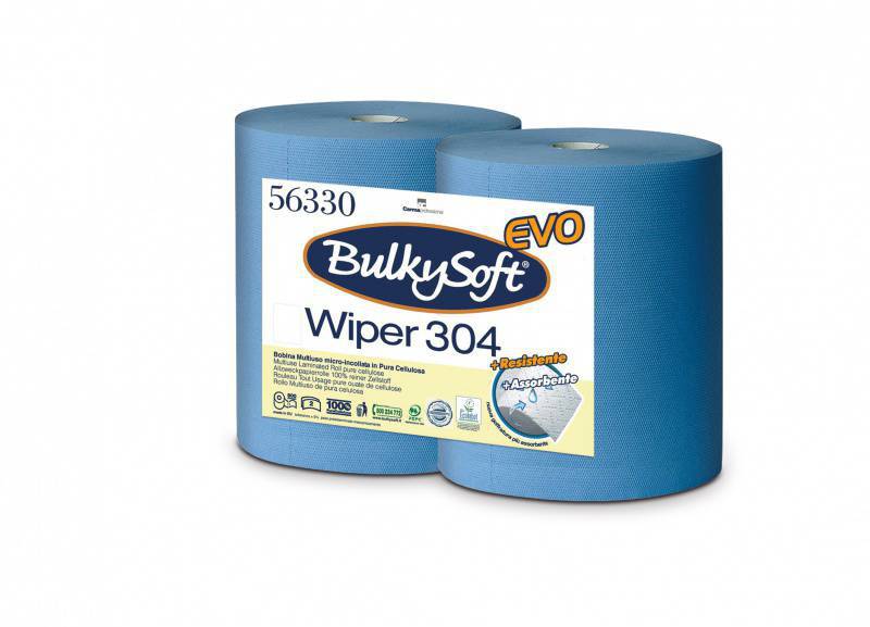 Papierwischtücher Maxi Bulkysoft Premium, 2-lagig, blau, Zellstoff, 800 Cps,304m, 38x26cm - Pack à 2 Rollen