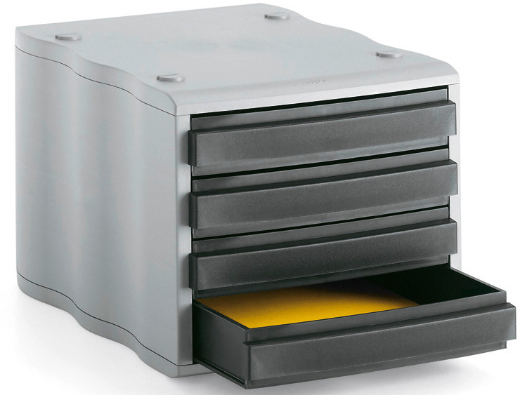 Schubladenbox schwarz/grau 4 Fächer STYRO 248850098