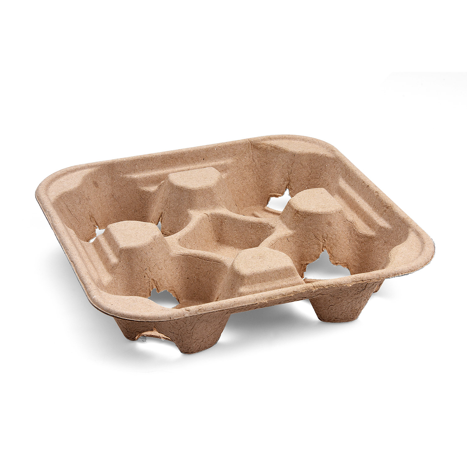 Tragetablett für 4 Becher aus PAP FSC Recycled natur, Packung mit 50 Stück