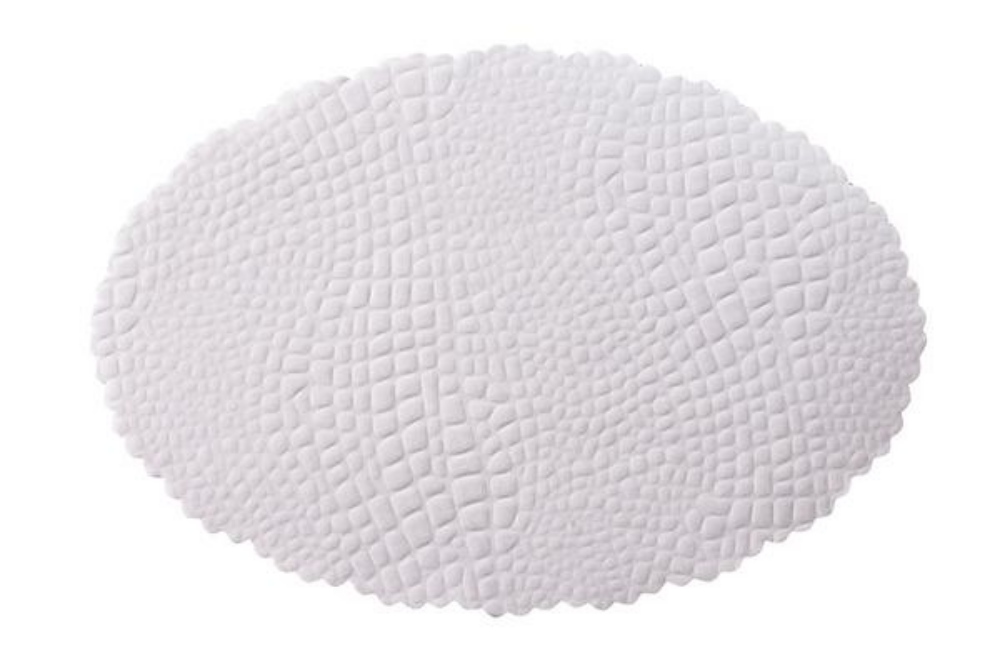 Plattenpapier - Kroko-Prägung oval, gezackter Rand, weiss, 14 × 21 cm 500 Stück