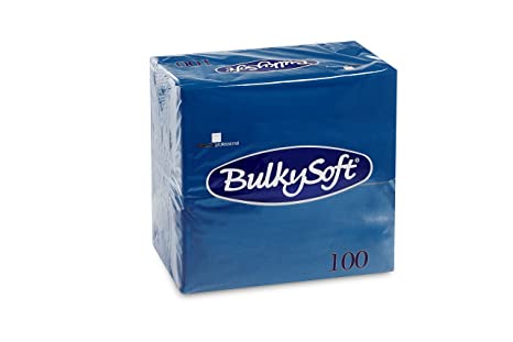Servietten Dinner Bulkysoft, 3-lagig, blau, 40x40cm, 1/8 Falz - Karton à 10 Pack / Pack à 100 Servietten