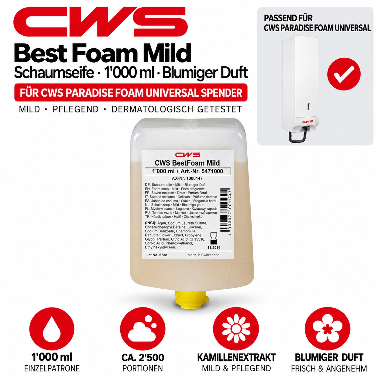 CWS Seifenkonzentrat Best Foam Mild 1000 ml