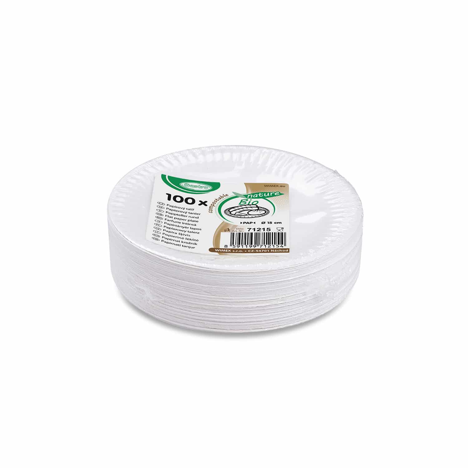 Pappteller (FSC Mix) weiß 15cm - 100 Stück